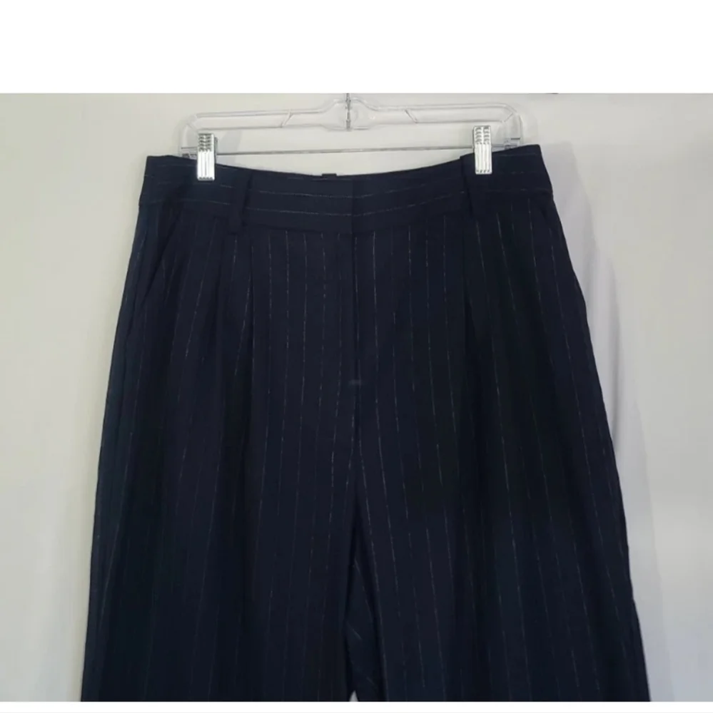 New W/Tag Favorite Daughter Designer Navy Pinstripe Favorite Pants US 14 RT $228 - Picture 8 of 11